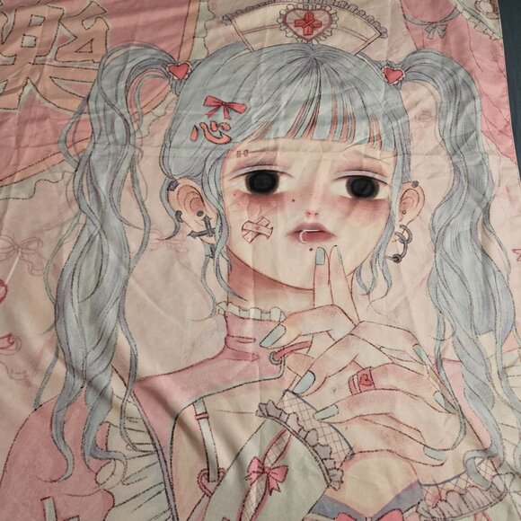 Wall Hanging Tapestry Kawaii Lolita Girl Nurse Chobits Fabric Pink White 59 x 50 - Picture 3 of 7